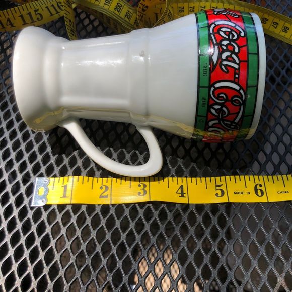 Vintage Tall Coca-Cola Milk Glass, Stained Glass Beverage Glass by Mann Made Mug - Picture 9 of 9